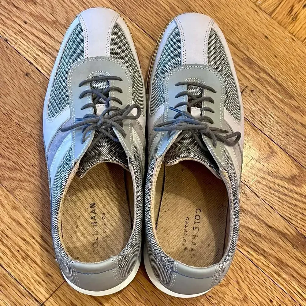 Cole Haan Grand.OS Gray Leather and Mesh Oxford Casual Shoes Sneakers Comfort 9M